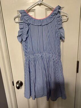 Crewcuts Blue and White Striped Ruffle Sundress